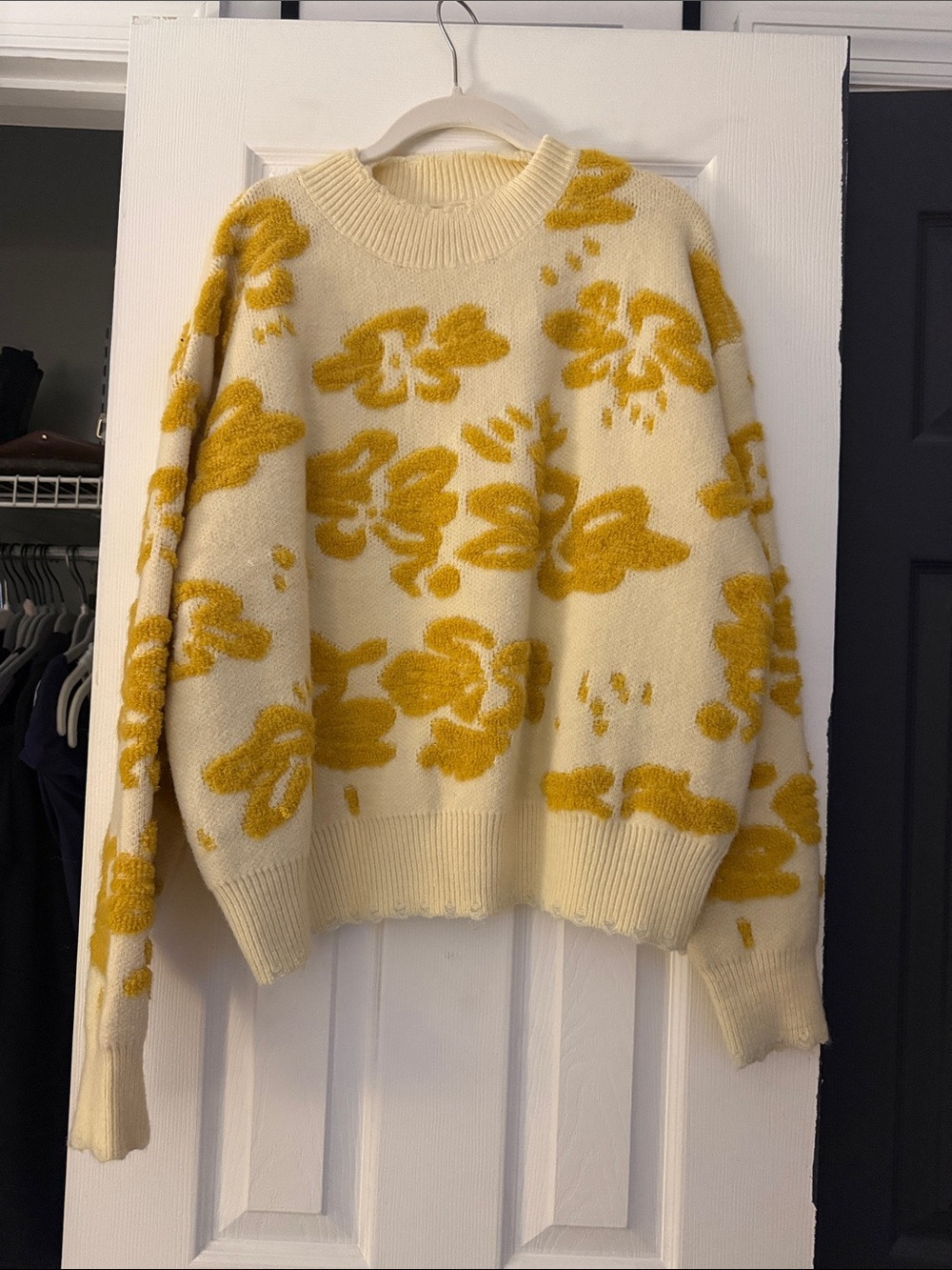 Vici Cream and Yellow Floral Crewneck Sweater